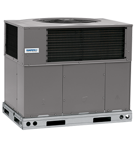 Performance® 14 Packaged Gas Furnace/Air Conditioner Combination PGD4 - dark grey rectangle with black air vents at the top and a white badge